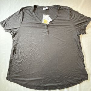 Lularoe Bailey Grey Ribbed V-neck Tee Size 3XL